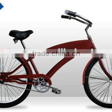 26 inch hi-ten steel frame single speed chopper bike style beach cruiser bike