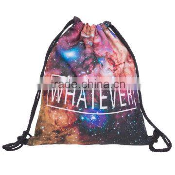 China Suppliers Brand New 3D Full Print Whatever Galaxy Polyester Drawstring Bag