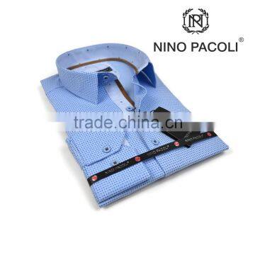 Stylish Mens Shirts From Turkey - Exclusive Men's Shirts - Long Sleeve Shirts - White Polka Dot Men's Shirts Long Sleeve Shirts