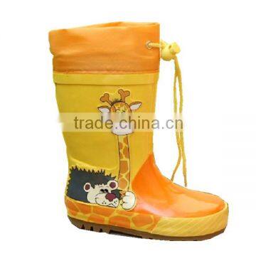 fancy animal print kids rain boots with collar,antiskid safe rubber boots children,wear-resistance gum boots