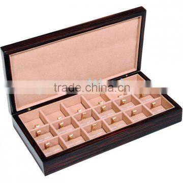 wholesale matt ebony finish 18 pair wooden cufflink case