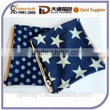 Girl Wholesale Fashion Printed Organic Cotton String Bag Shopping Bag