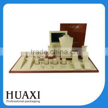 luxury wooden counter top jewelry display sets custom logo