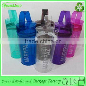 Zipper plastic custom round bag with handle