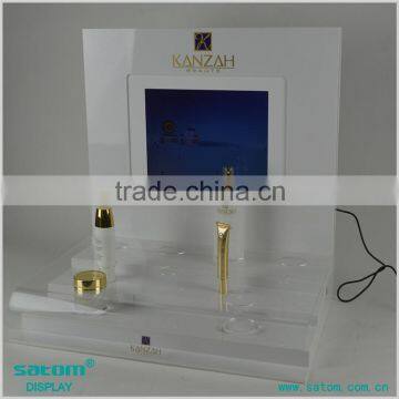 Wholesale Skin Care Product Cosmetics Table Stand In LCD White Cosmetic Display                        
                                                Quality Choice