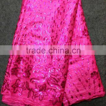 Kapok flower embroidery light weight smooth touch korea silk fabrics