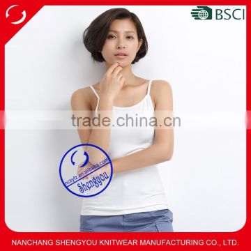 Custom high quality cotton spandex plain women stringer tank top wholesale