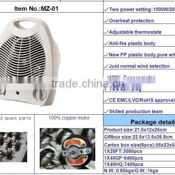hot selling 2000W fan heater electric mini fan heater 2KW electrical room heater/industrial fan heater/heater fan                        
                                                Quality Choice