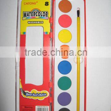 8 bright colors of water color paint