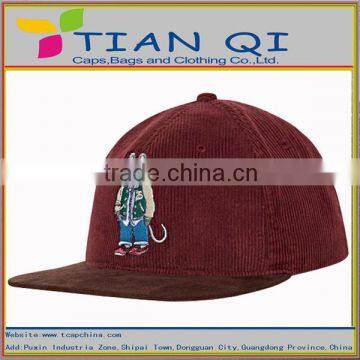 flat brim rat cord ball cap with leather back strap