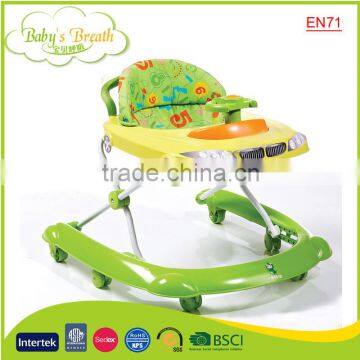 BW-17B EN71 certificate popular car walker 6 rubber wheel baby walker with automatic brake