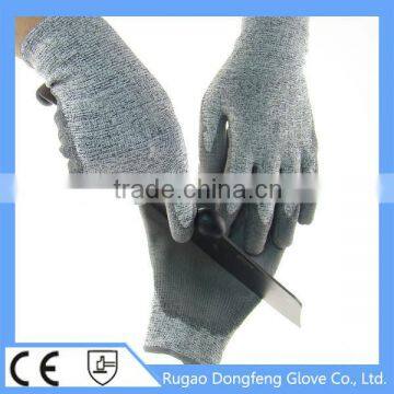 Best Hppe Fiber Cut Resistant 3 Level PU Coated Anti Cut Safety Gloves With All Sizes