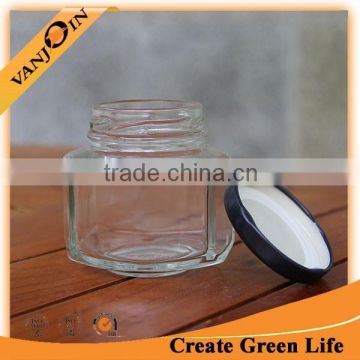 Clear 110ml Oval Hexagon Jars For Sale