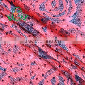 nylon spandex flocking mesh fabric/nylon mesh flocking fabric