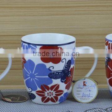 11OZ enamel butterfly design full decal print coffee cups, shiny surface new bone china mug, KL8009-329B