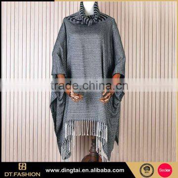 Fashion korean hot fasty print fringe acrylic poncho shawls