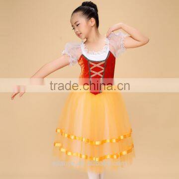 Orange Children Long Ballet Tutu,kids Dance Skirt,girl Ballet Tutu Stage Performance Giselle Dancewear photo-2