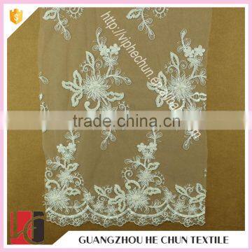 HC-6117-1 Hechun Floral Crochet Patterns Hand Beaded Bridal Lace Fabric photo-1