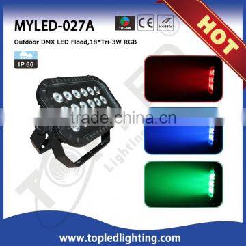 DMX 18pcs x 3 in 1 60W Outdoor LED Flood Light