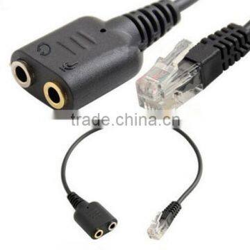 25cm 2x3.5mm Headset Cable Female to RJ9 Jack Adapter Convertor PC Headset Telephone Using