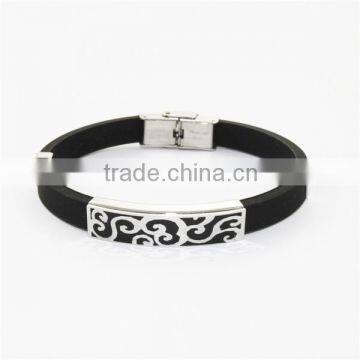 Men's Black Silicone Designer Jewellery Images Bracelet Patterns