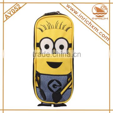 2015 Wholesale Minions Stationary Bob And Stuart Polyester 3D Zippered Minions Pencil Case