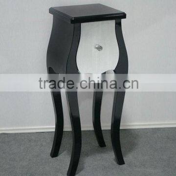 Simple black square silver frame tables with a drawer tables