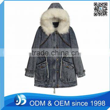Custom Fur Jacket Women, Hooded Denim Jacket