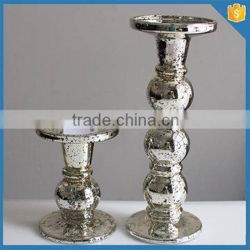 christmas decoration electroplate silve glass decorative candle holders with long stem