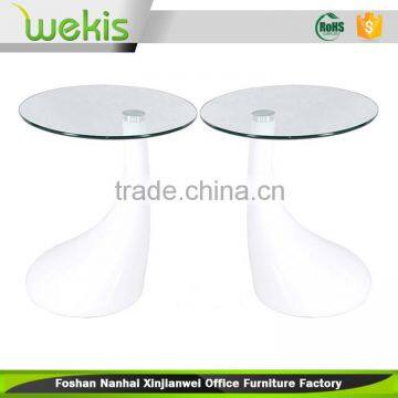 2016 Popular Gloss Finish Fiber Glass and Tempered Glass Coffee Table