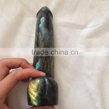 Hand Carved Natural Rock Polished Labradorite Crystal Dildo photo-4