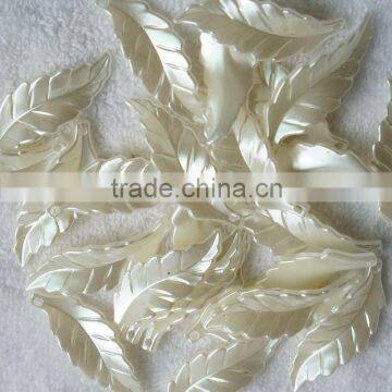 Double Oil Painting ABS Plastic Big Size Hair Accessory Leaf Pearl With Hole photo-5