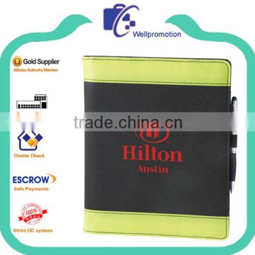 Travelling polyester fabric padfolio with pen holder