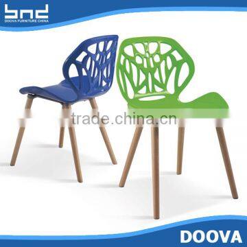 Hot selling plastic chair wood legs durable office chair