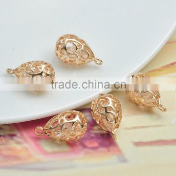 Wholesale Gold Plated Brass Filigree Hollow Lockets Jewelry Pendant 10*17mm