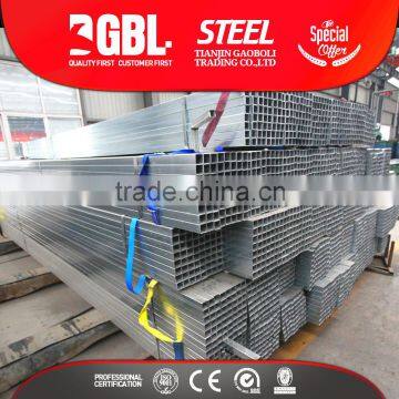 standard sizes pre galvanized square tubing