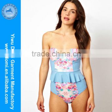 Domi water colour floral cupped peplum tankini high waist swimsuit sex girls/open hot girl photo sexy women/girls sex picture