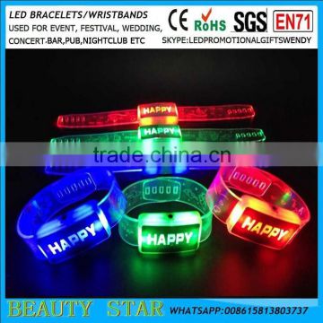 2016 Cheapest led gifts Happy led bracelets,Promotional gifts led flashing bracelets for party concert,bar,fesival