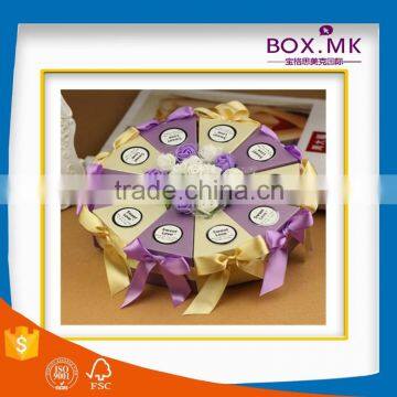 New Design Hot Sale Good Quality Wholesale Ribbon Round Wedding Favor Box Gold photo-6