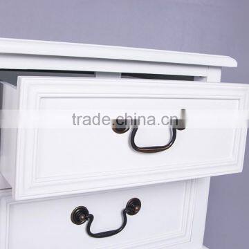 Best Choice Antique Wood Furniture Bedside Table Short Good Quality White Painting Nightstand photo-2