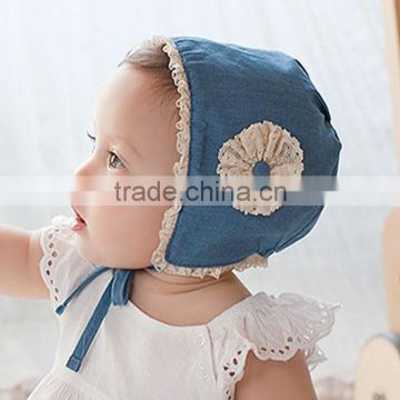 The new cowboy hat lace lace flowers in spring and Summer Palace Korean Baby Princess Hat ear cap