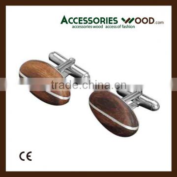 Eco friendly fashion design wood and stainless steel Men wooden cufflink