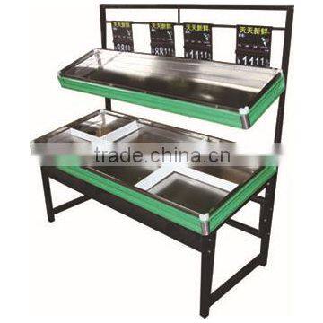 Cheap Price RH-VFDS SS Base Double Layer Supermarket Fruit Vegetable Display Rack