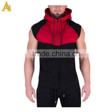 100% cotton hoodies mens sleeveless pullover hoody