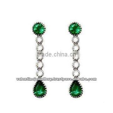 emerald diamond earrings, gold hanging earrings, trendy gold earring designs for women