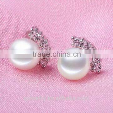 sterling silver pearl earring stud design