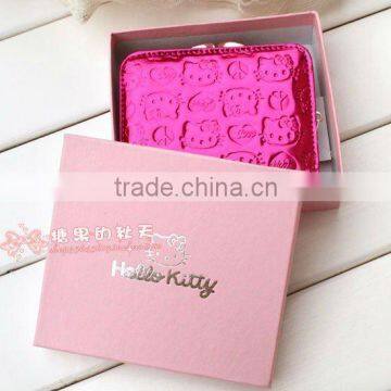 Pink lady's leather wallet packing box with logo