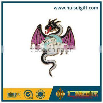 wholesale promotional fashionable creative metal glitter lapel pin with epoxy