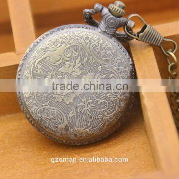 Retro Blue Roman Number Dial Glass Window Pocket Watch photo-4