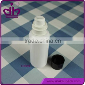 White cylinder glass 120ml cosmetic bottle with pump